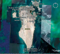 Bahrain, as viewed through Google Earth before it was blocked by the Bahraini government