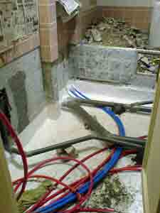 The waterproofing is done and the pipes are connected