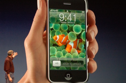 Apple iPhone with Steve Jobs in the frame
