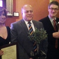 Mahmood Al-Yousif receiving the Outstanding Contribution to New Media award from the Council for Press and Broadcasting in London, UK. Picture courtesy of Alwasat Newspaper