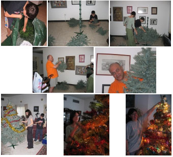 The Al-Yousif family putting up the Christmas 2003 tree and decorations