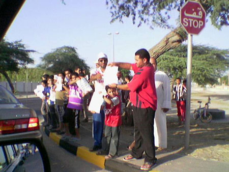 magaba demonstrates against roads to cut through their cemetary on Friday June 18, 2004, Bahrain