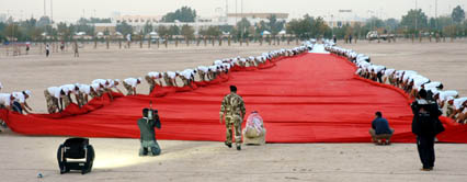 unfurling the record-breaking Bahrain flag